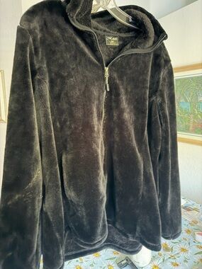 32 Degrees Black Faux Fur Quarter-Zip Hoodie